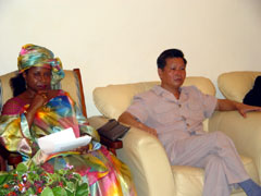 Minister of Trade and Industry, Dr. Kadi Sesay with Chinese Ambassador Fan Guijin