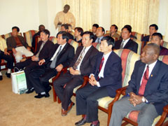 Deputy Sierra Leone Ambassador, Sahr Johnny, with members of the Chinese delegation