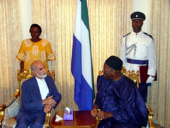 President Kabbah chatting with Mr. Ali Sayeed Tahaghoghi Manhiyi