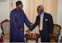 Ambassador Oluyemi Adeniji bidding farewell to President Kabbah
