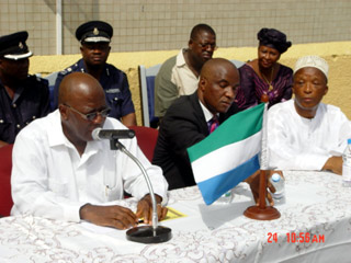 President Kabbah with Propritor of ABC television and Prof, Septimus Kaikai, Minister of Information and Broadcasting