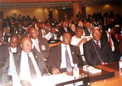 President Kabbah with members of his delegation at the AU summit