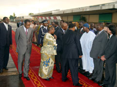 President Kabbah on arrival at ouagadougou airport