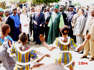 Traditional dancers at the welcoming party