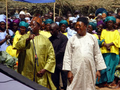 Dr. Shekou Sesay and Rtd Maj-General M.S. Tarawalli at Yogomaia field, pledging their support to President Kabbah, his government and party