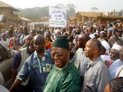 President Kabbah mingling with the jubilating crowd