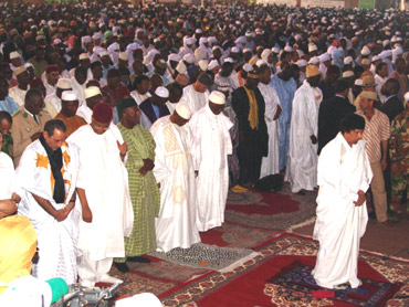 Colonel Muammar Ghadaffi led the prayer sessions of Maghrib