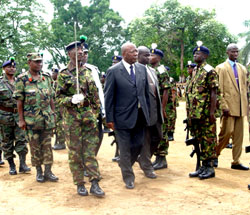 President Kabbah inspecting a guard of honour
