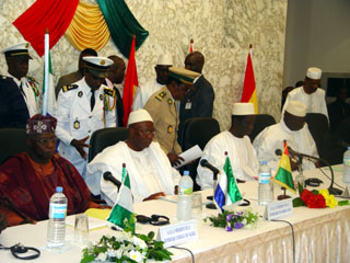 (L to R) President Obassanjo, President Kabbah, President Conte and President Jammeh