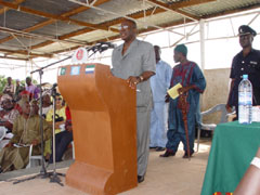 President Ahmad Tejan Kabbah addresing the people of Kono