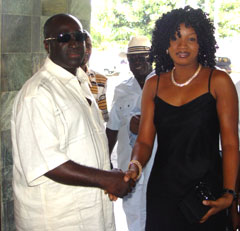 Presidential aide Abdula Mustapha with Omotola Jolade-Ekeyinde