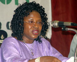 The Chairperson Dr. Kadi Sesay giving a speech on the occassion