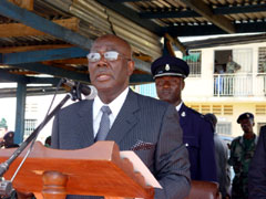 President Kabbah at the  Armed Forces Training centre, Benguema, near Waterloo